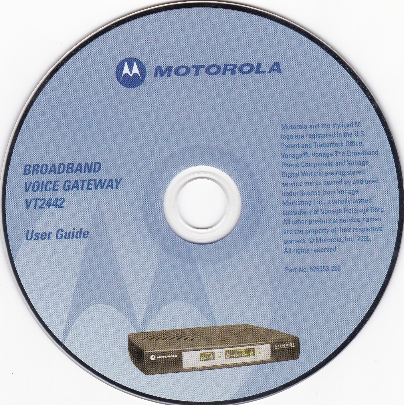 Motorola Broadband Voice Gateway VT2442 User Guide (PC, 2006) *DISC ONLY*