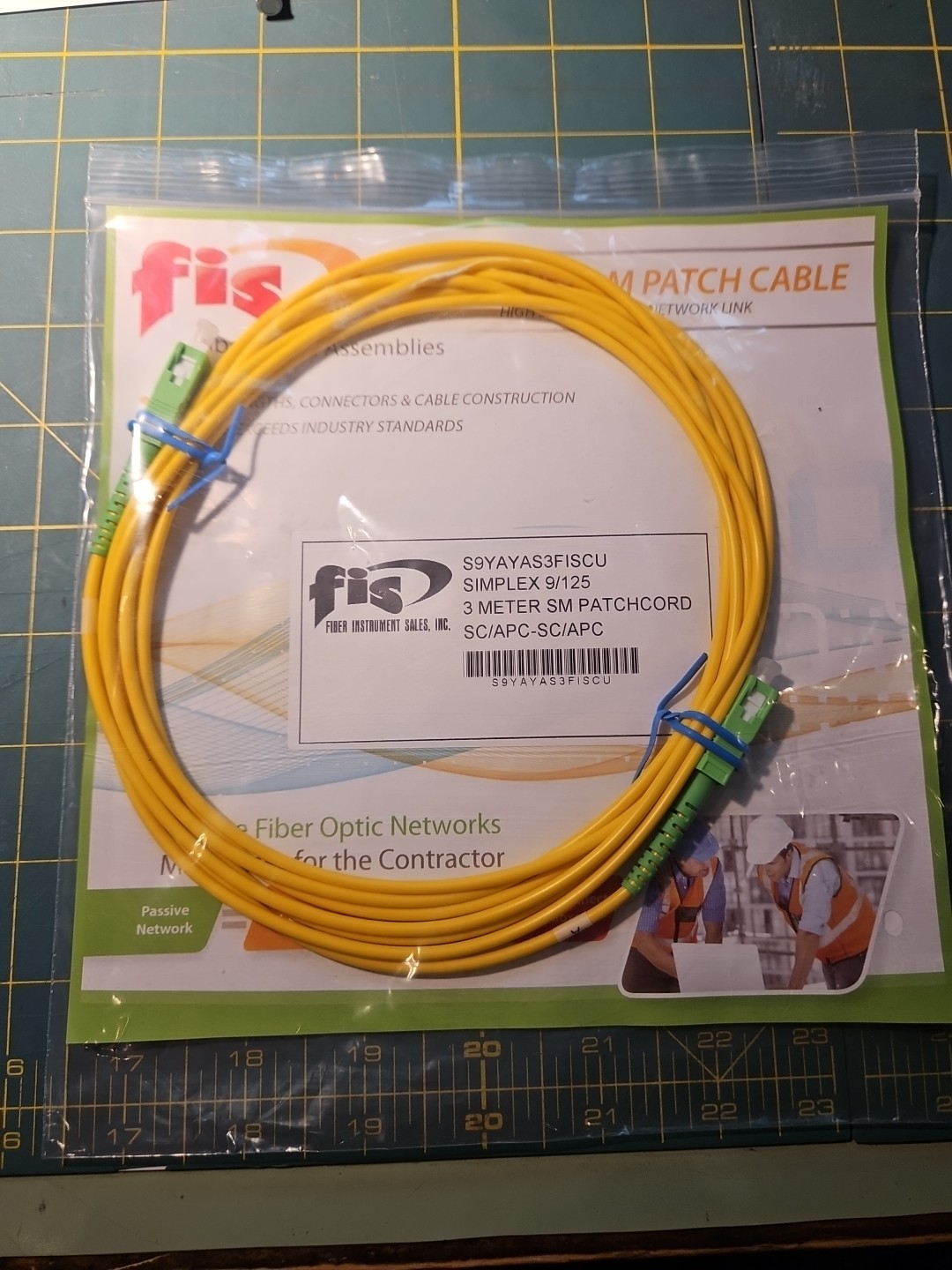 FIBER OPTIC PATCH CABLE, 3 METER, SINGLE MODE, SC/APC-SC/APC