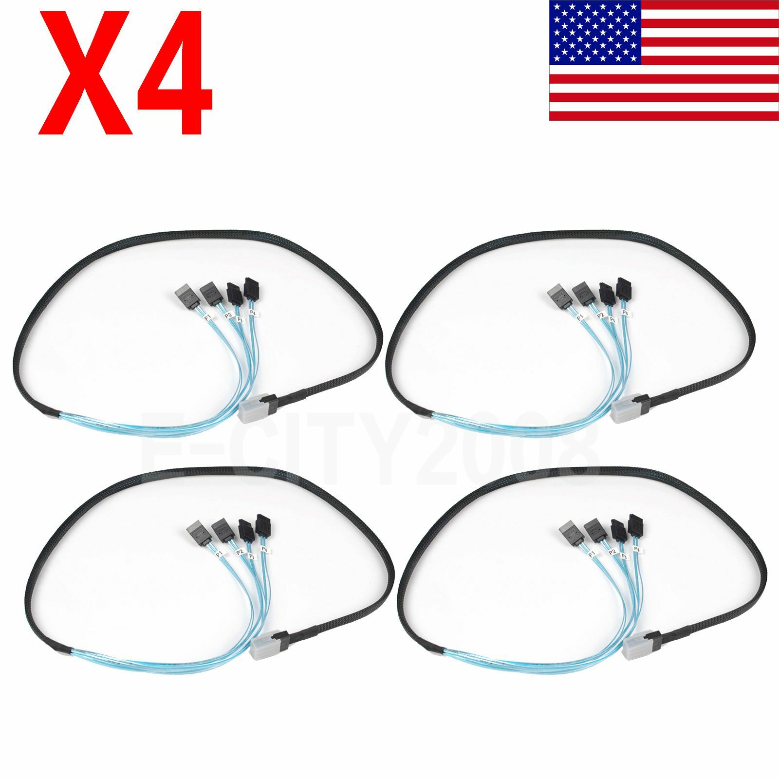 4Pcs Mini SAS to 4-SATA SFF-8087 Multi-Lane Forward Breakout Internal Cable 1M