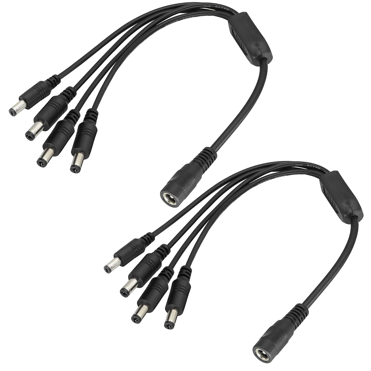 DC Power Splitter Cable DC 5.5Mm X 2.1Mm Plug 1 Female to 4 Male Splitter