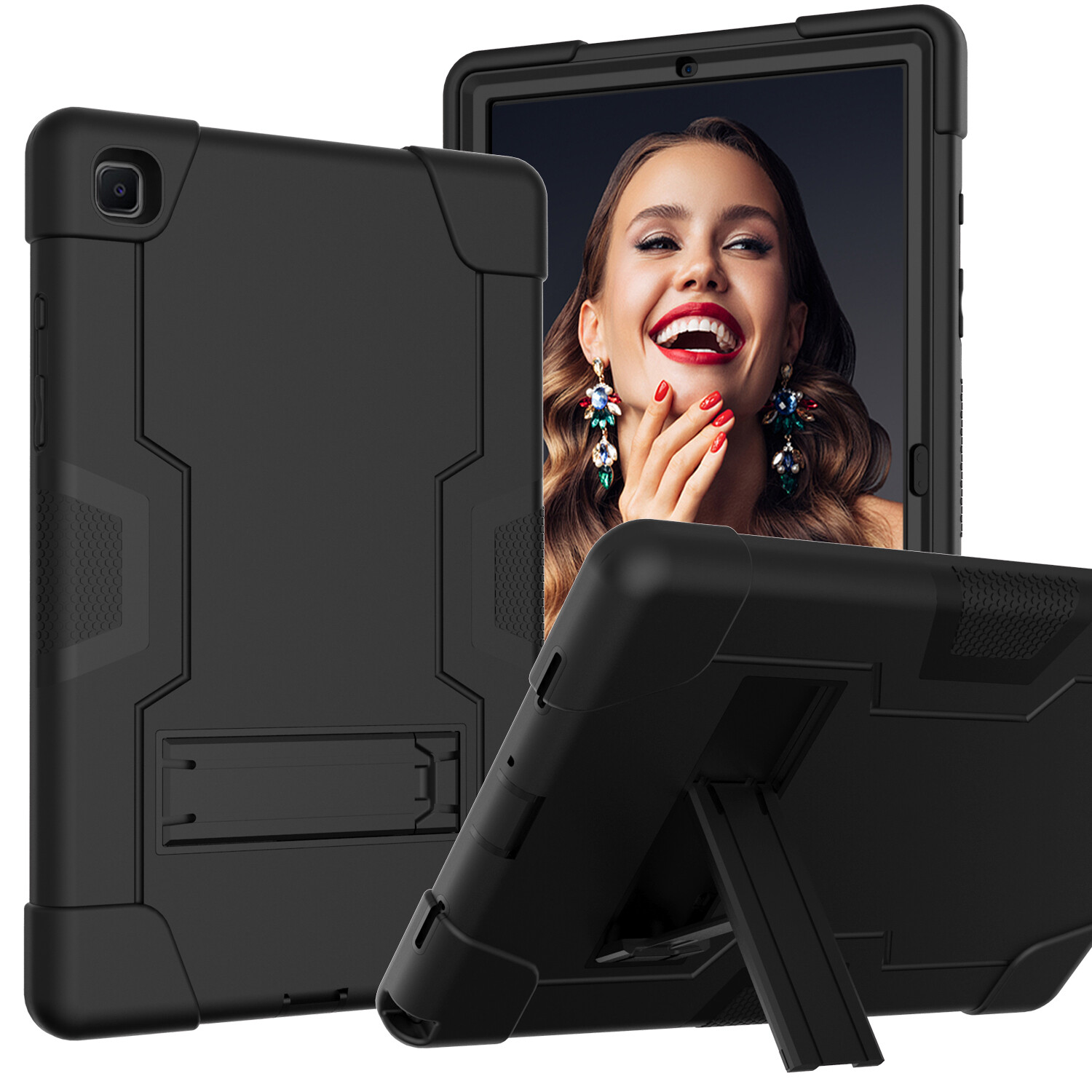For Samsung Galaxy Tab A7 10.4"2020 (T500/T505) Rugged Silicone+PC Case w/Stand