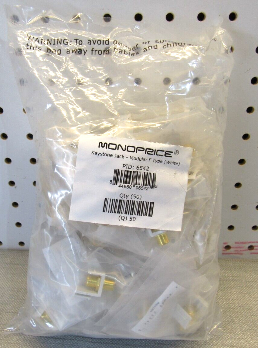 NEW Monoprice 6542 Keystone Jack Modular Type F (Bag of 50)FREE SHIPPING