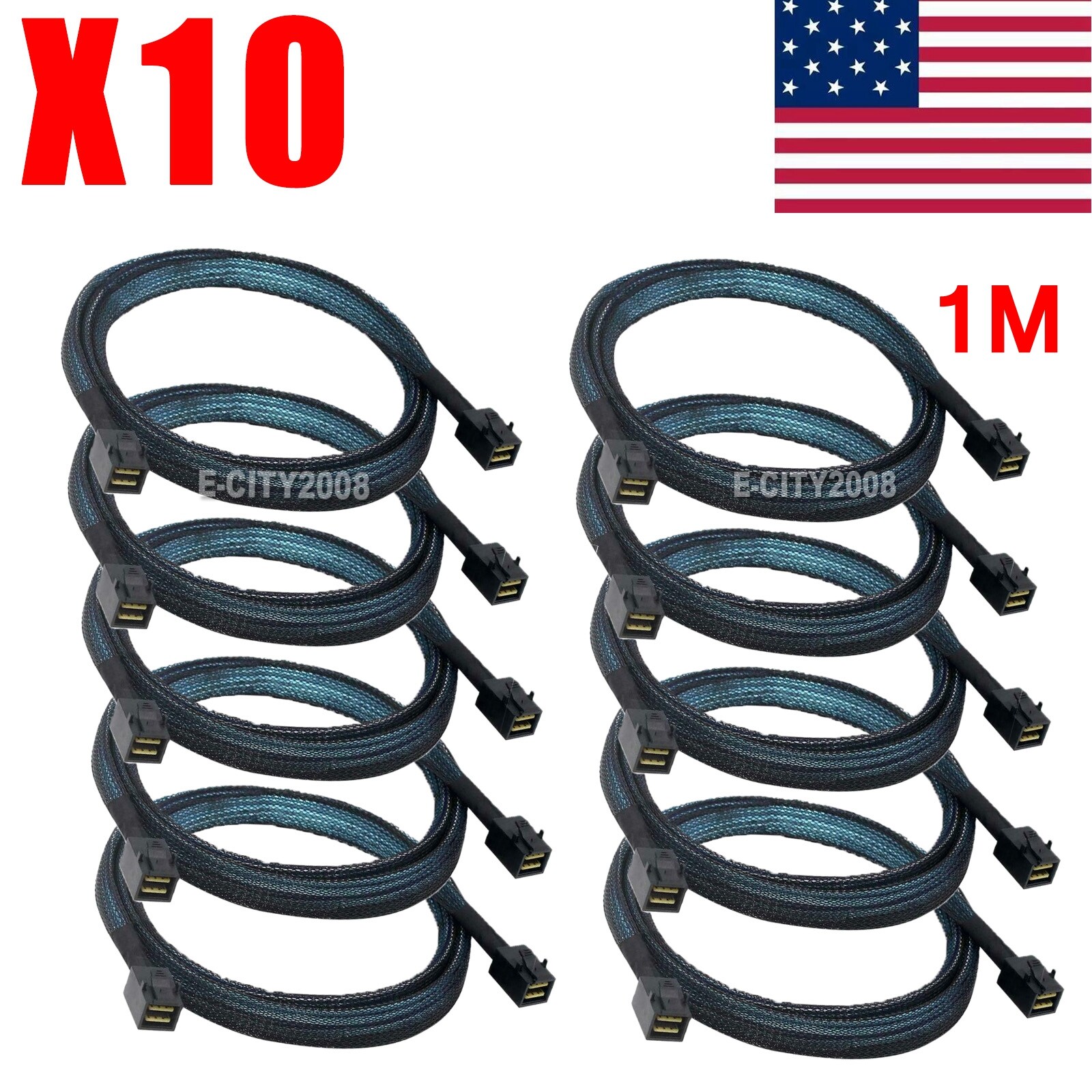10Pack Internal Mini SAS HD Raid Cable Mini SAS SFF-8643 to SFF-8643 Cable 3.3FT