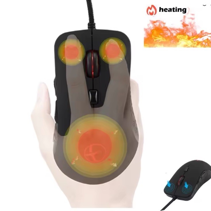 Heated Gaming Mouse by Jomaa | 2400 DPI USB Wired Mouse | Winter Hand Warmer