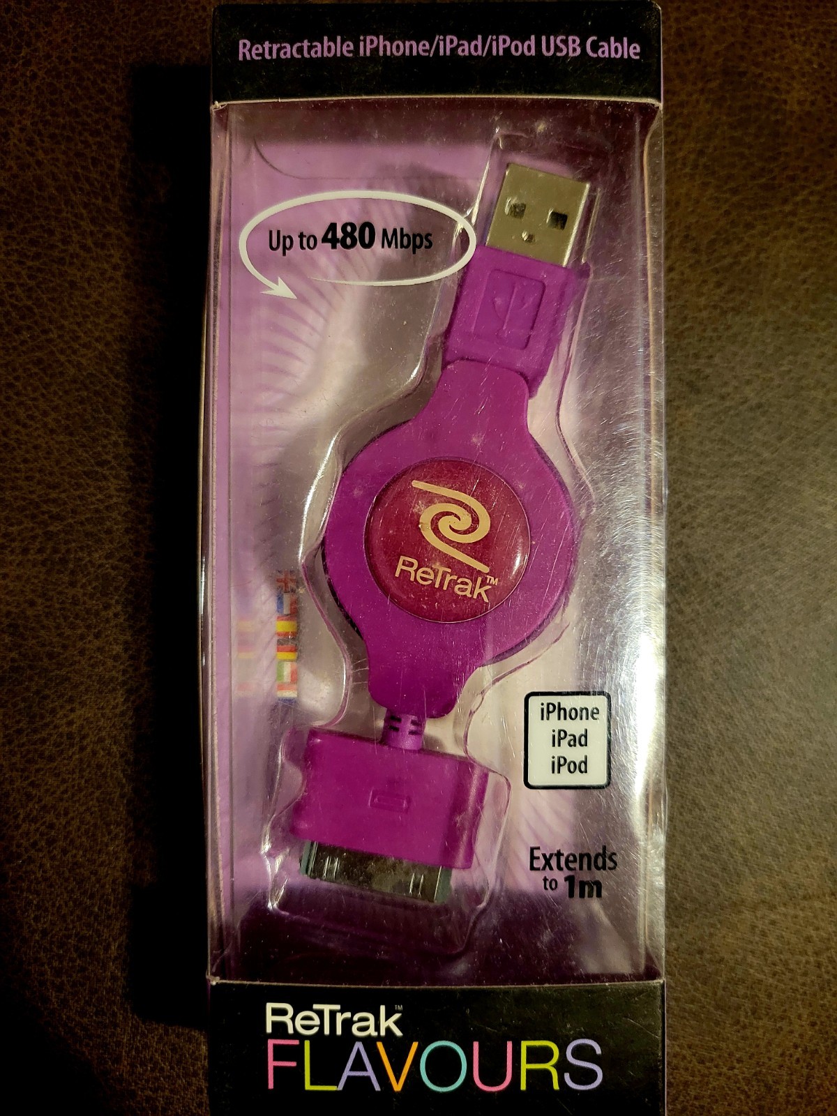 RETRAK FLAVOURS USB CABLE FOR IPOD/IPHONE AND IPAD PURPLE