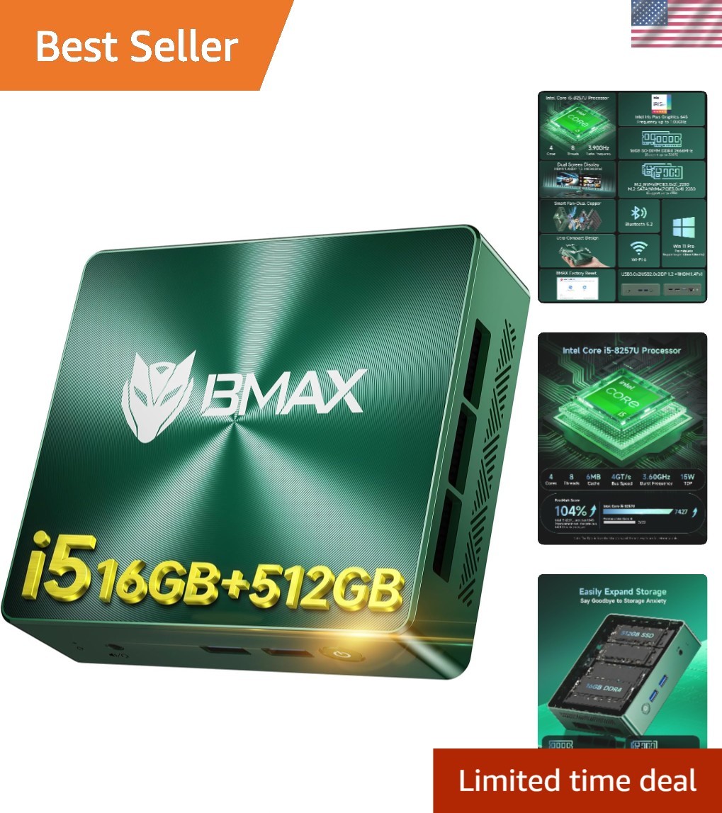 Powerful Mini PC with Intel Core i5-8257U, 16GB RAM, 512GB SSD & 4K Dual Output