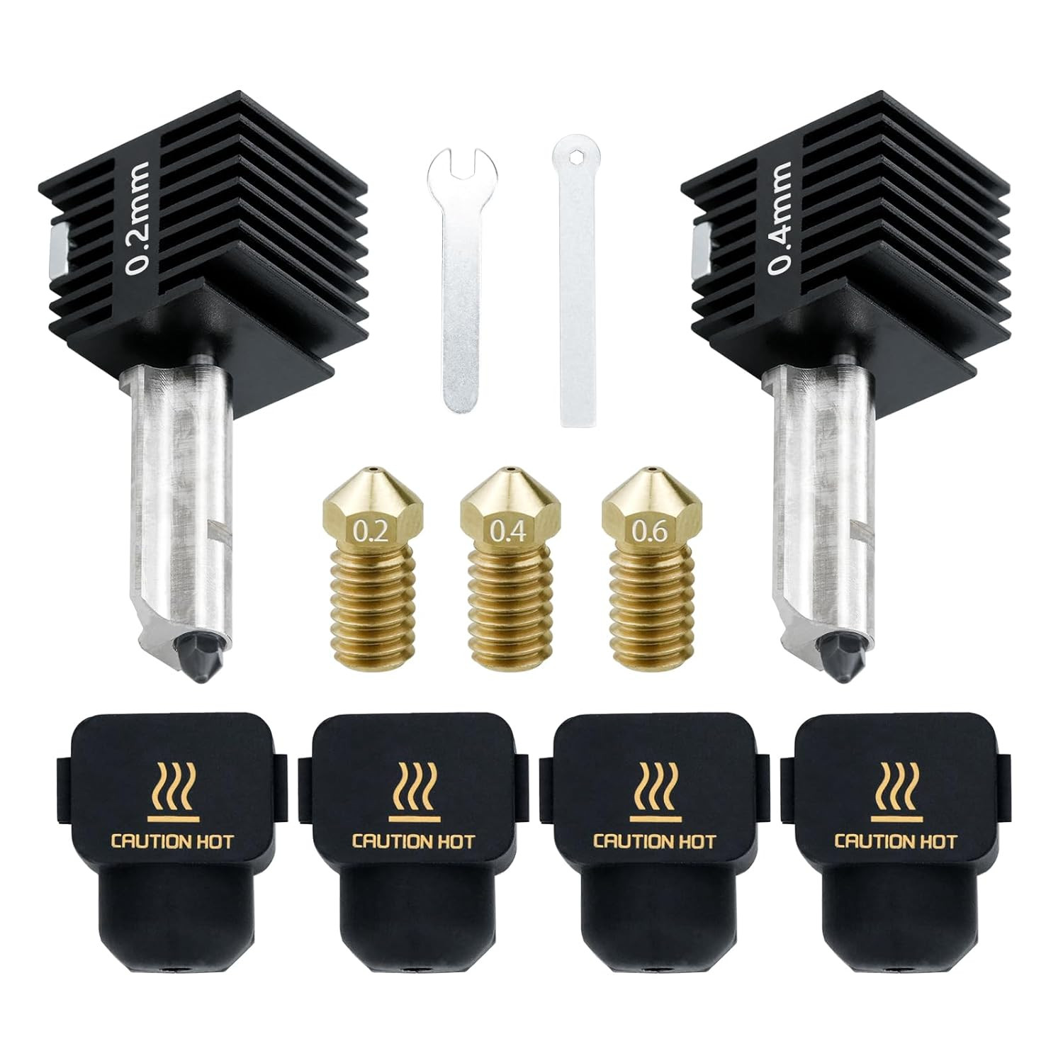 2 Pack A1/A1 Mini Hotend Upgrade Kit - 0.2Mm & 0.4Mm Hot End Extruder with 0.2/0