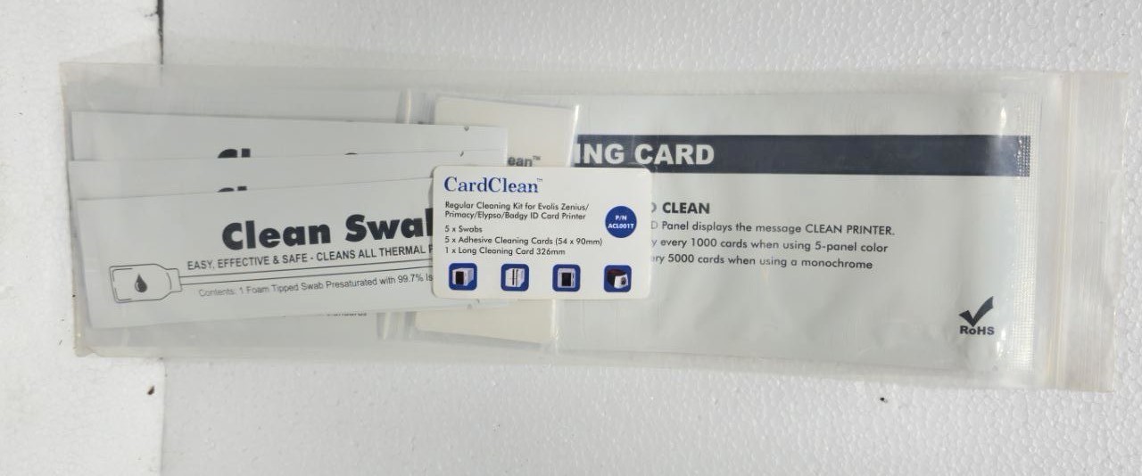 CARD CLEAN LONG CLEANING KIT FOR EVOLIS ZENIUS PRIMACY ELYPSO BODGY ID CARD PRIN