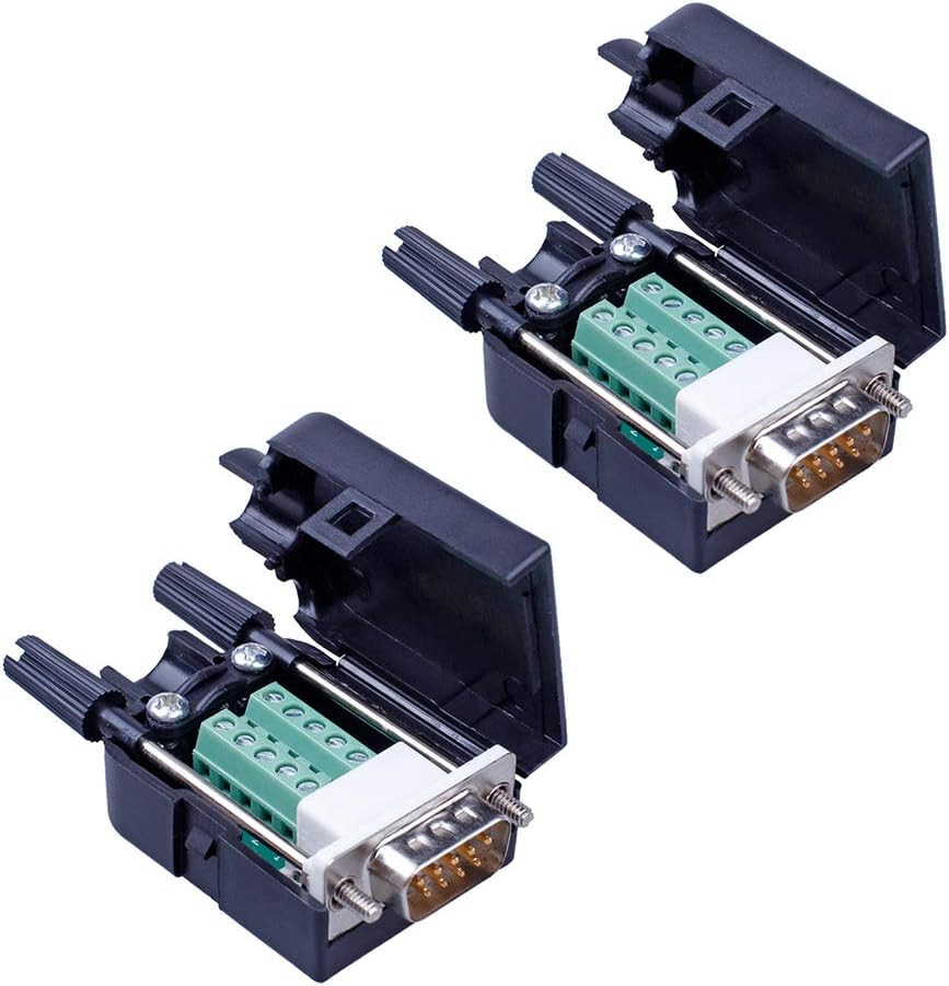 2PCS DB9 Solderless RS232 Serial to 9 Pin Terminal Male Adapter