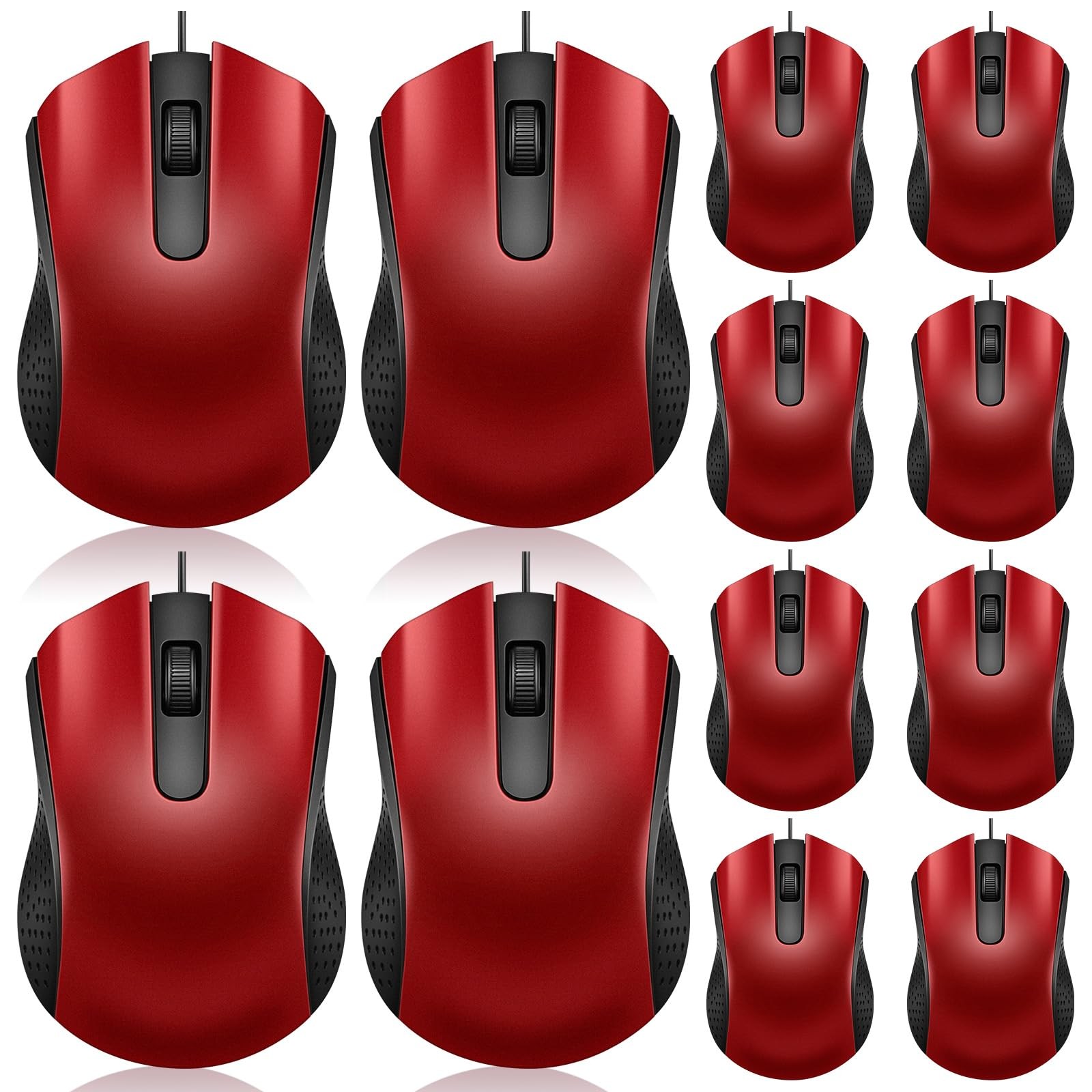 12 PCS Black Wired Computer Mouse Bulk USB Mice Ergonomic PC Laptop Office