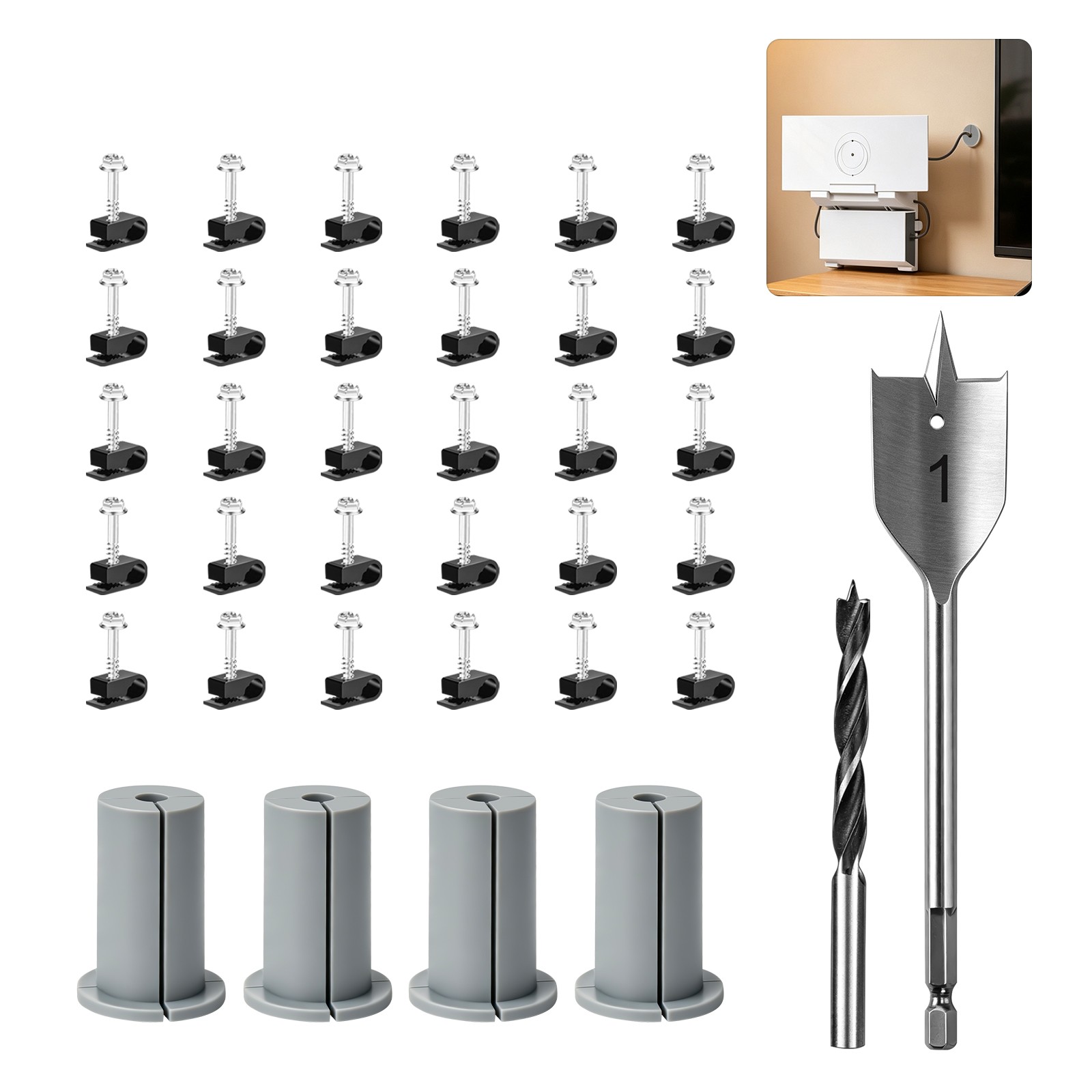 Starlink Cable Routing Kit Wall Grommet with Drill Bits Cable Clips Installation