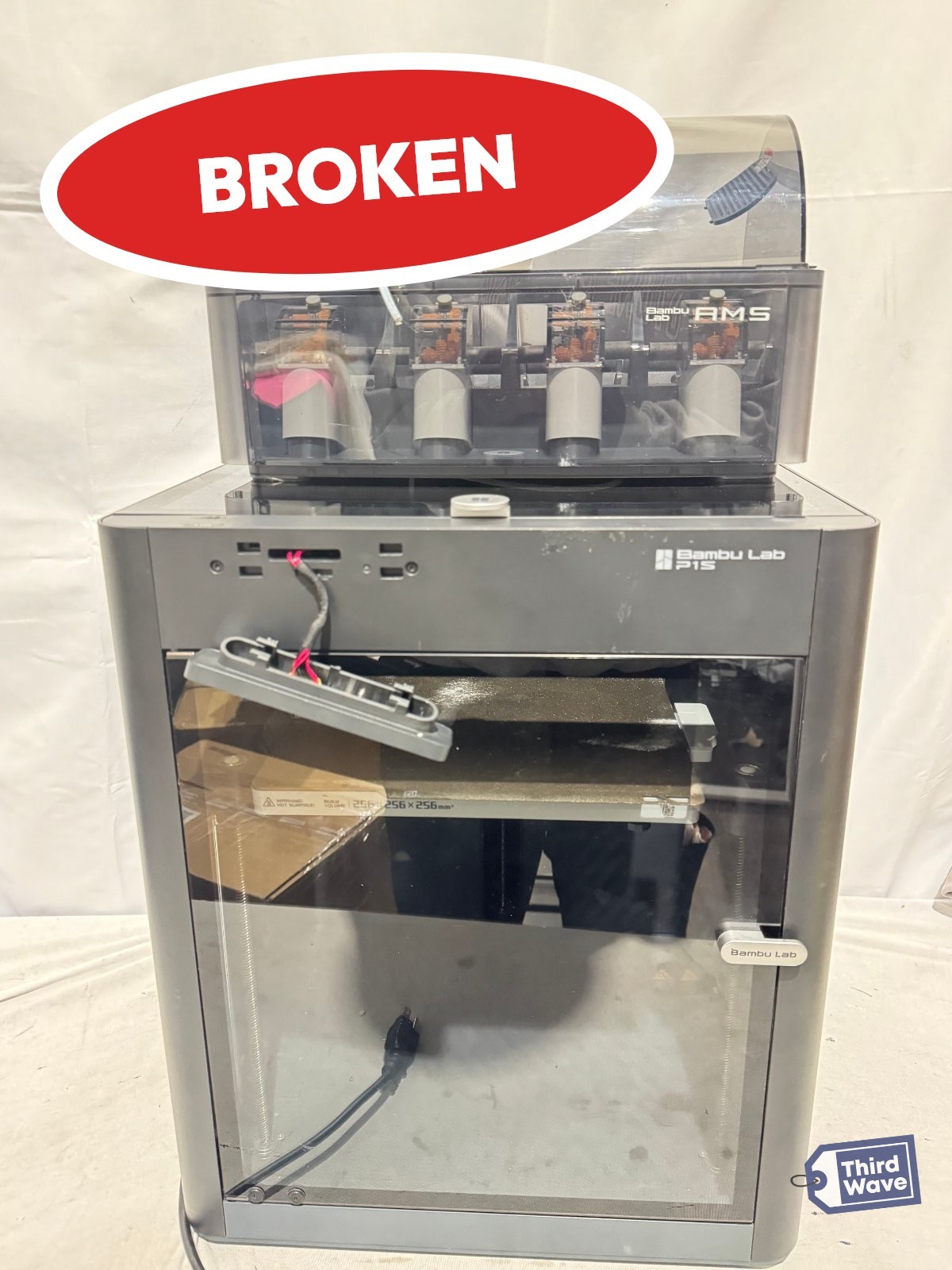 (BROKEN) Bambu Lab P1S Combo 3D Printer AMS Multi-Color High Speed Black