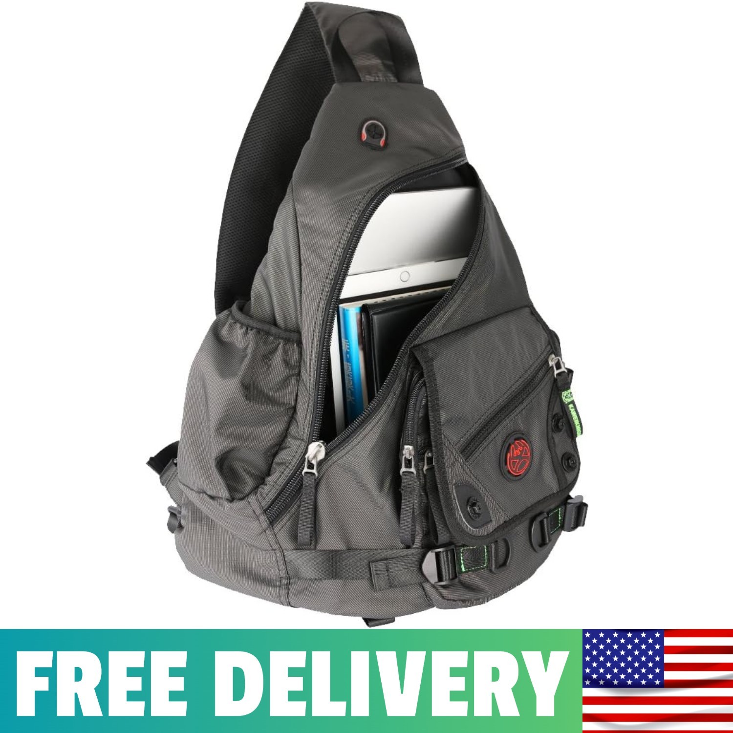 Kawei Knight Large Sling Bag Laptop Backpack Cross Body Large, A-black
