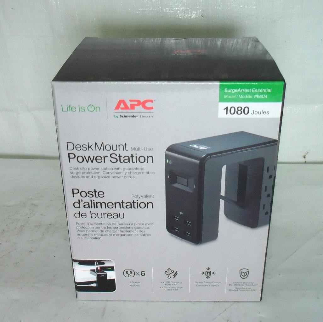New APC SurgeArrest Essential 6-Outlet Surge Protector PE6U4 USB-Ports