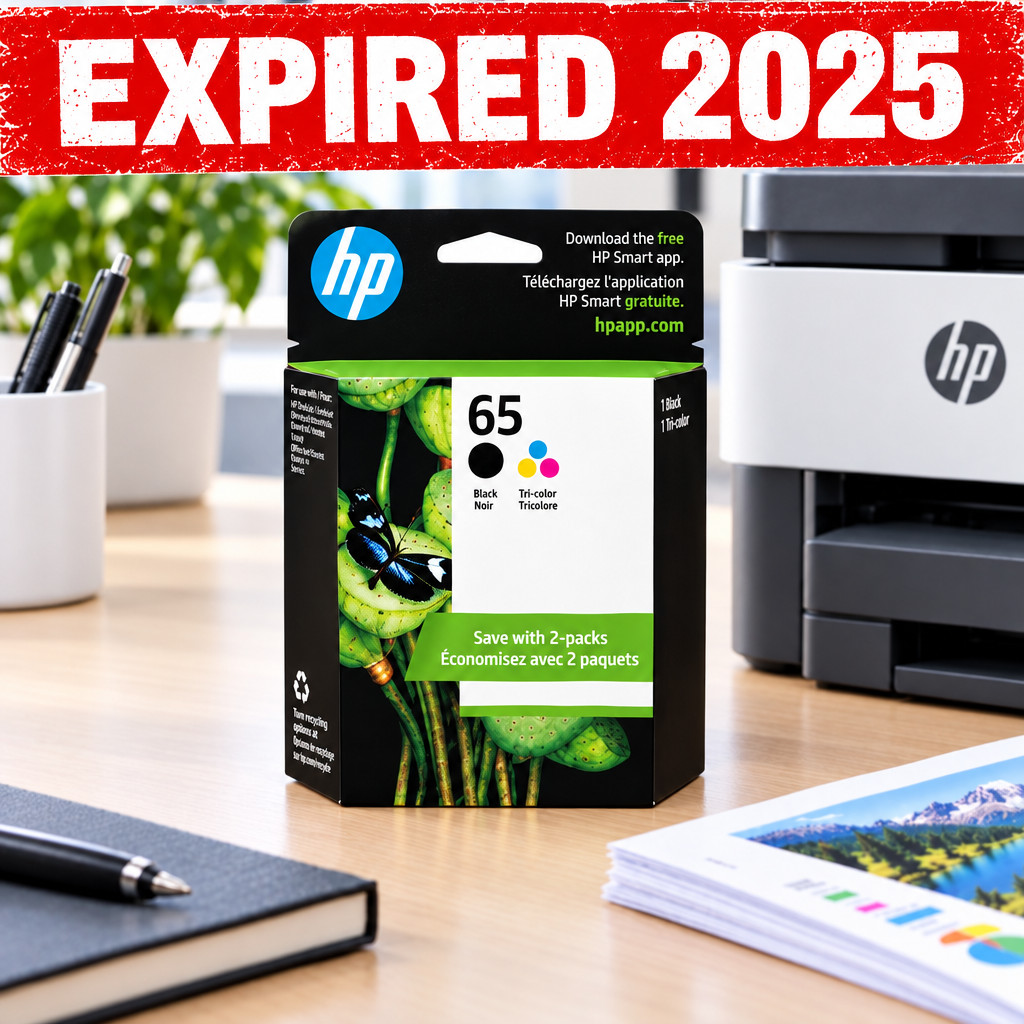 HP 65 Black & Tri-Color Ink Cartridges 2 Pack Genuine New Exp 2025