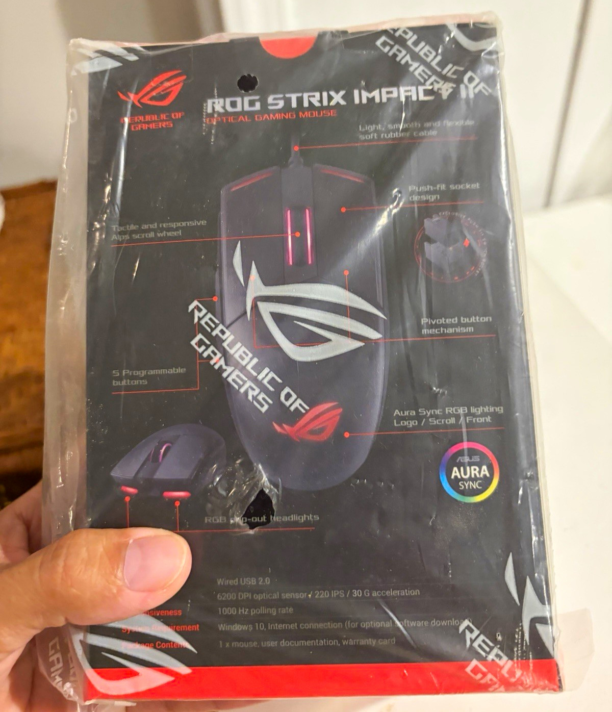 ASUS ROG Strix Impact II Optical Wired USB Gaming Mouse 6200 DPI RGB Black