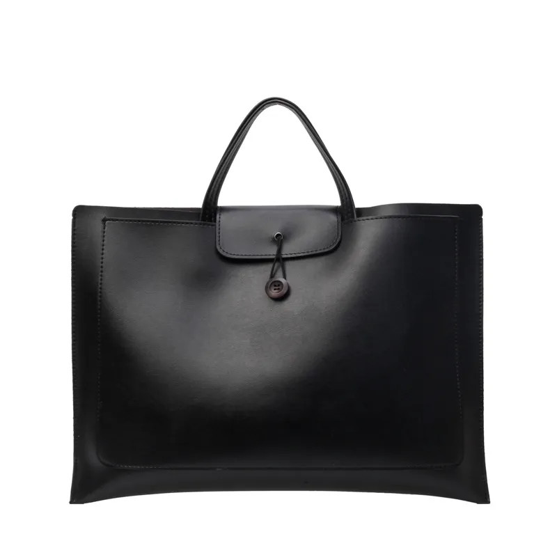 Large Capacity Polyurethane Vegan Leather Laptop Bag/Black