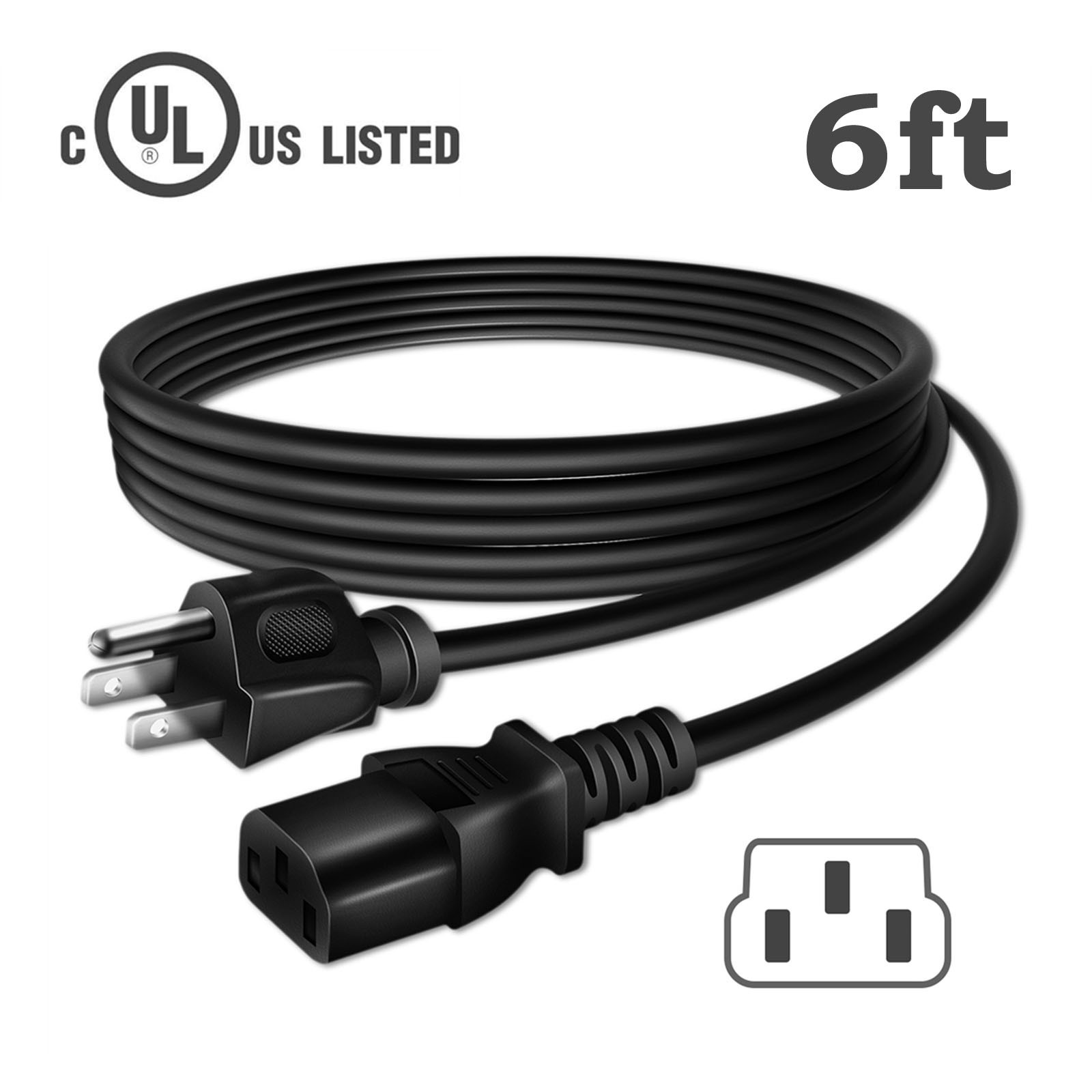 6ft UL Power Cord For AXV SLIM Vibration Plate Fitness Platform Exercise Machine