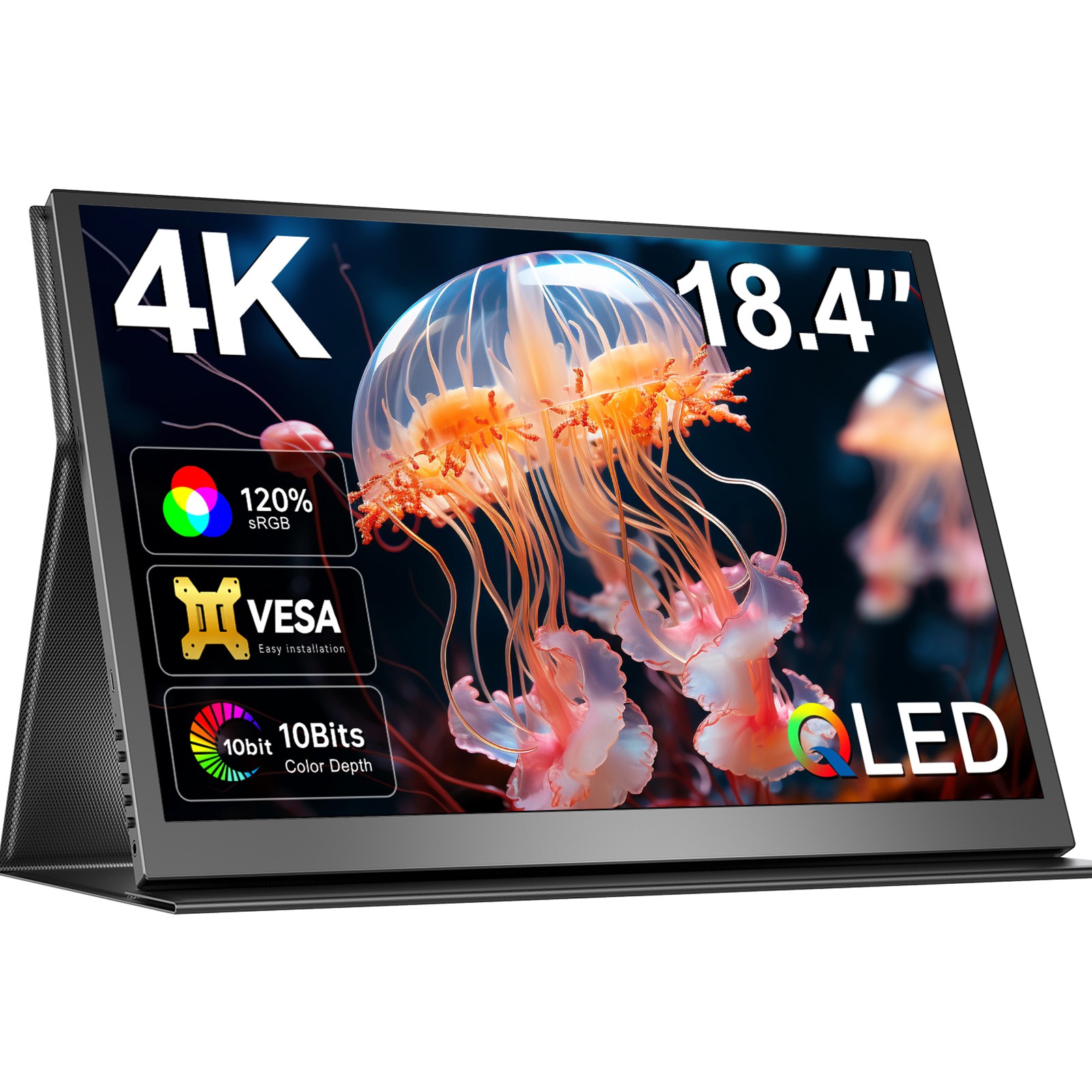 18.4 Inch 4K Portable Monitor 3840*2160 UHD Gaming Screen with Leather Case VESA
