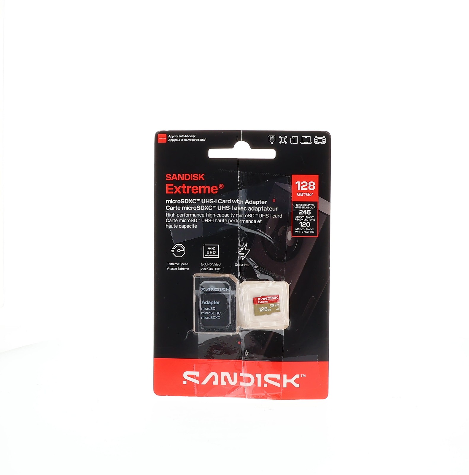 SanDisk Extreme 128GB microSD Memory Card Adapter Up to 245MB/s Read