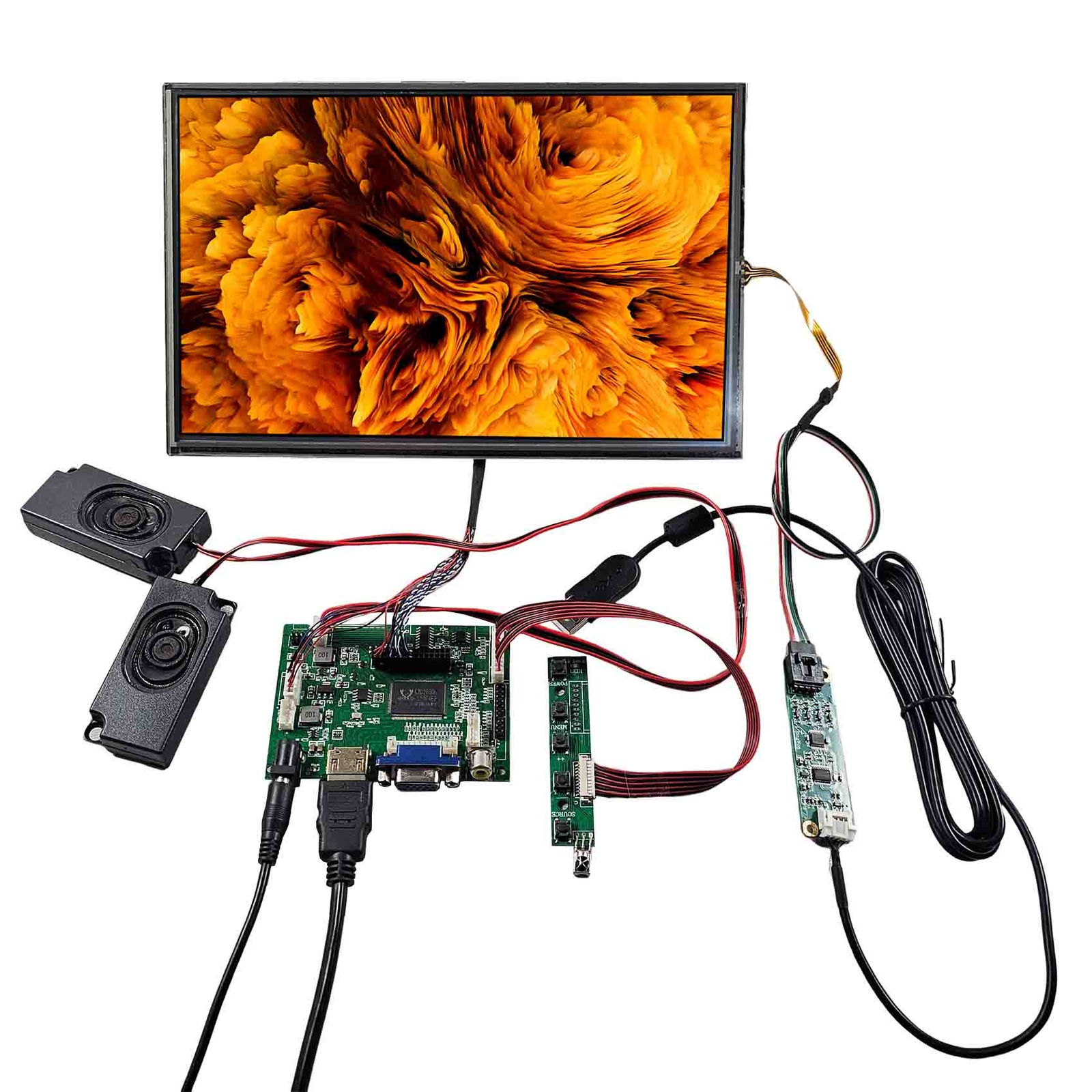 HDVGA AV LCD Controller Board 10.1in 1280x800 Resistive Touch IPS LCD Screen