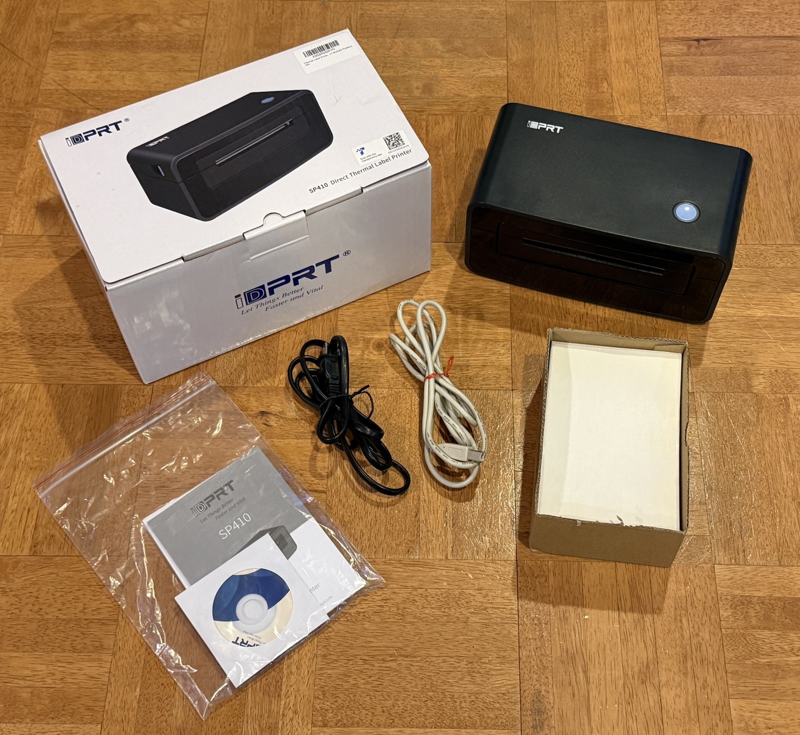 iDPRT Thermal Label Printer SP410 In Box W/Instructions with Bonus Labels 