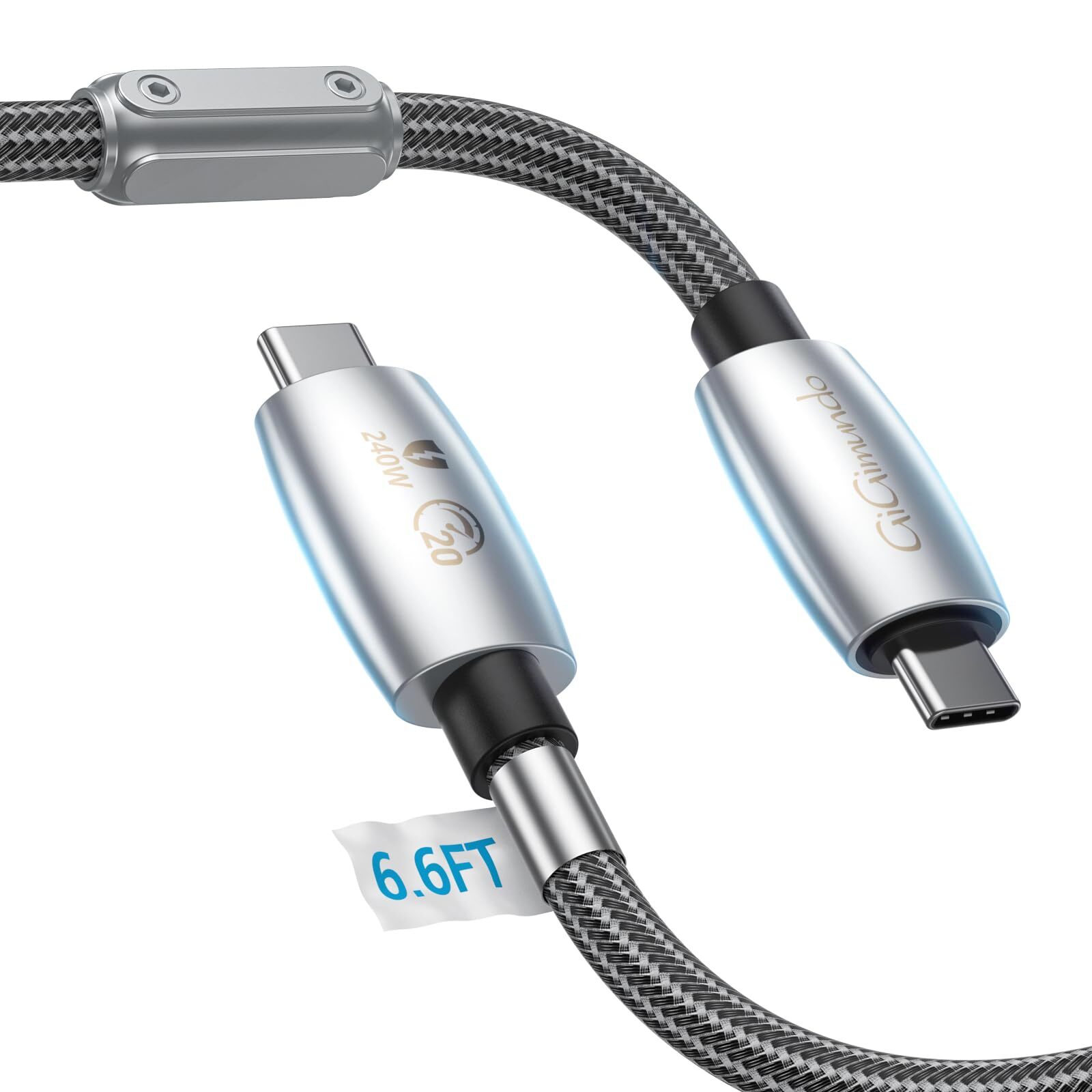 20Gbps USB 3.2 Gen 2x2 Cable 6.6ft, Thunderbolt 3 Compatible, 240W Fast Charging