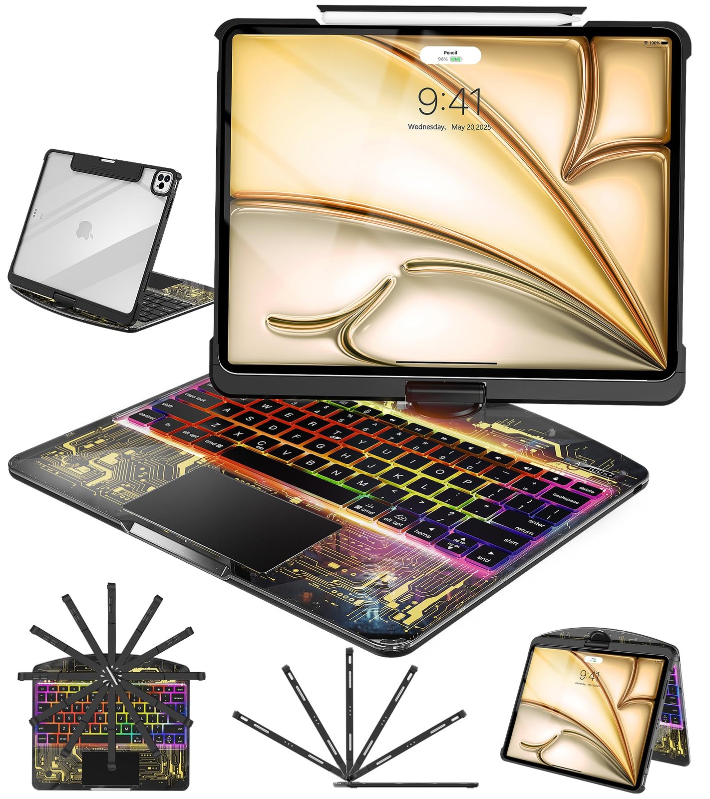 Clear Keyboard Case for iPad Air 13 Inch (M4/M3/M2, 2026/2025/2024) 12.9 Inch