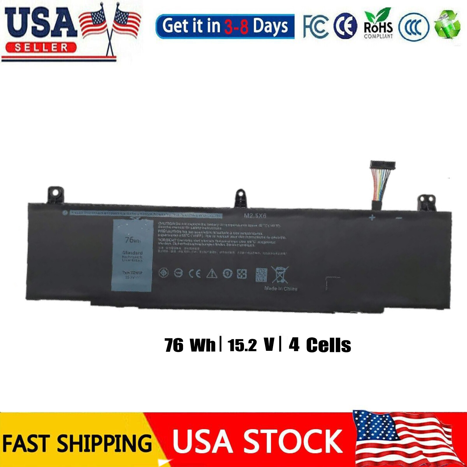 TDW5P V9XD7 Laptop Battery for Dell Alienware 13 R3 ALW13C-D1738 ALW13CR-2718 US
