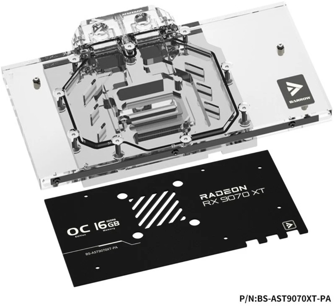 Barrow GPU Water Block Use for ASUS Prime/TUF GAMING RX 9070 XT OC Edition