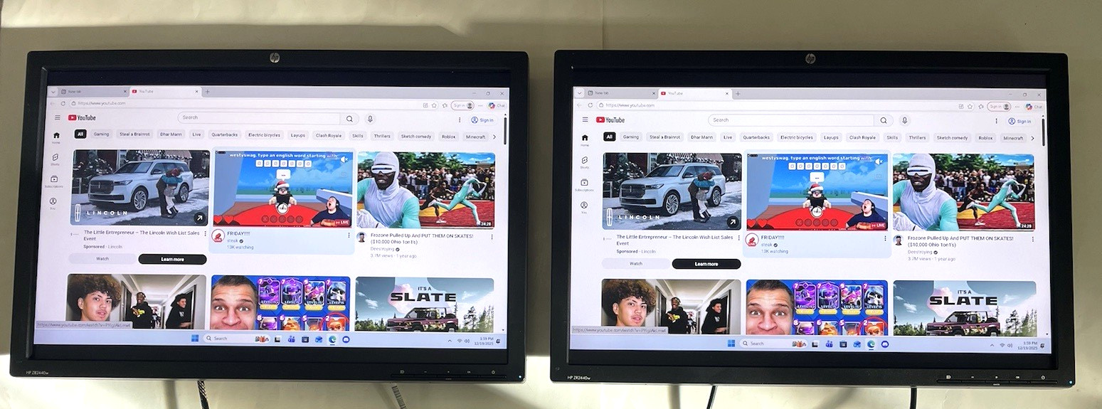 Lot of 2 HP ZR2440W 24" LED Backlit IPS Monitor Black No Stand DVI HDMI D Port