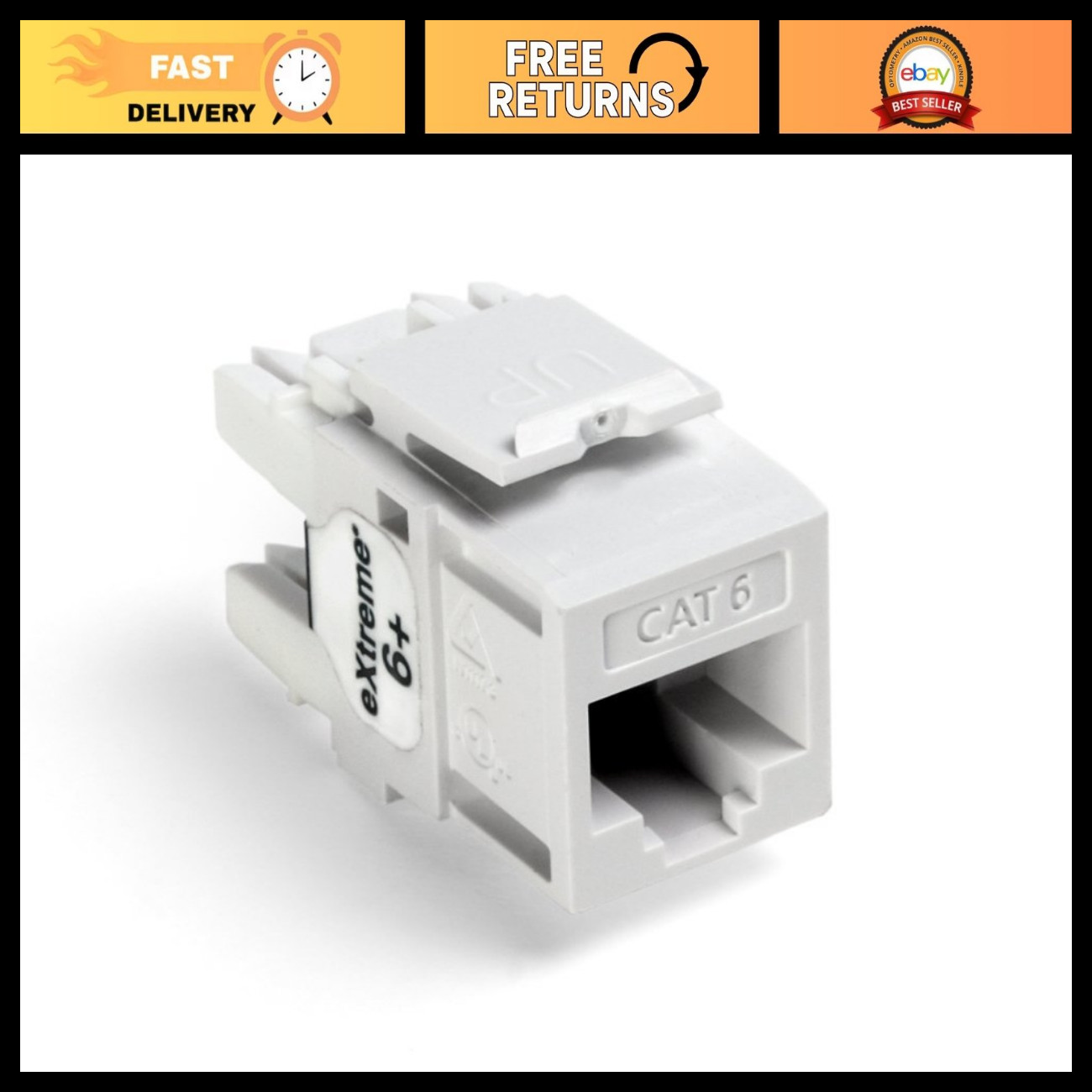10-Pack QuickPort Connectors, Extreme 6+ Ethernet Wall Plates, White, High-Speed