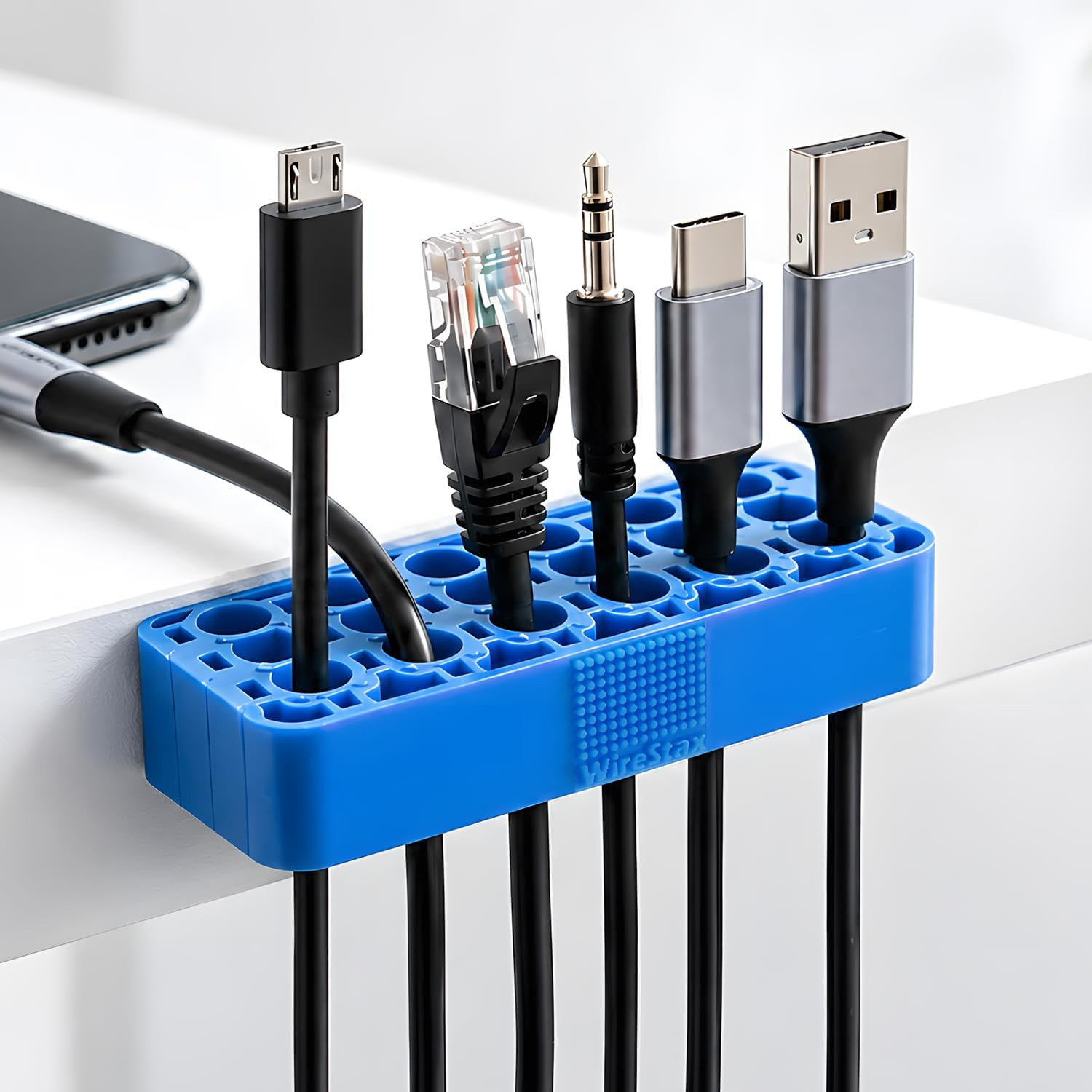 Stackable Cable Organizer–3-Pack Modular 12-Channel Cable Management System, Exp