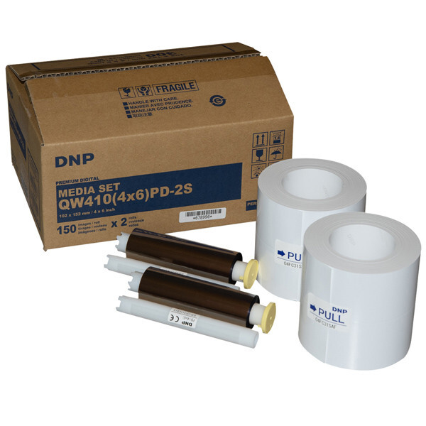 DNP QW410 4x6 ** PERFORATED ** Paper & Ink Ribbon Kit 150 2 sets (300 Prints)
