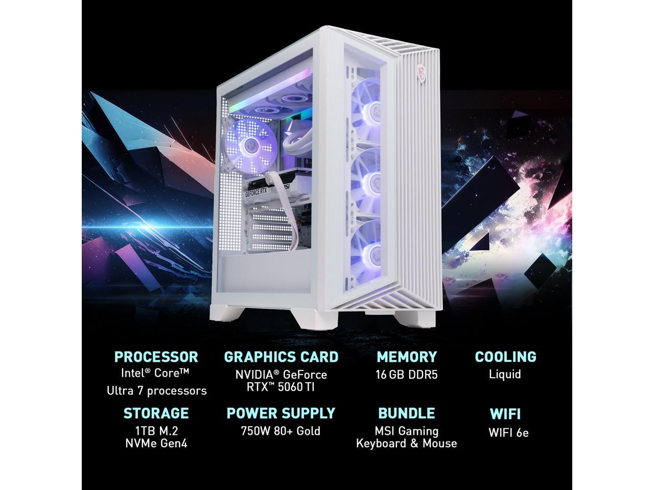 MSI Gaming Desktop PC Aegis RS2 AI A2NVM7-2227US Intel Core Ultra 7 270K Plus