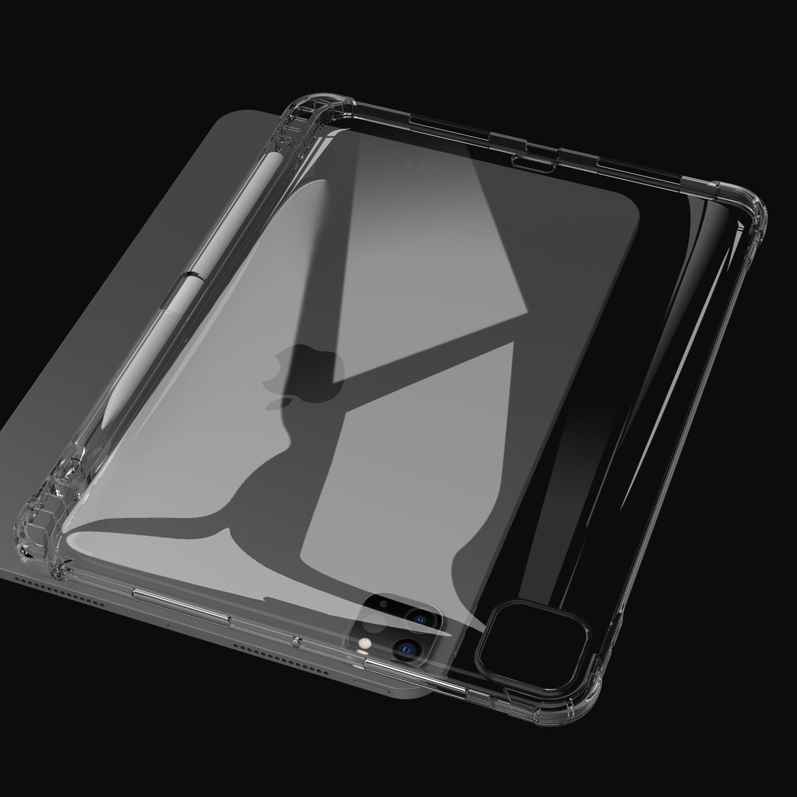 Soft TPU Protective Clear Back Pencil Holder Case For iPad Pro 11" 2024