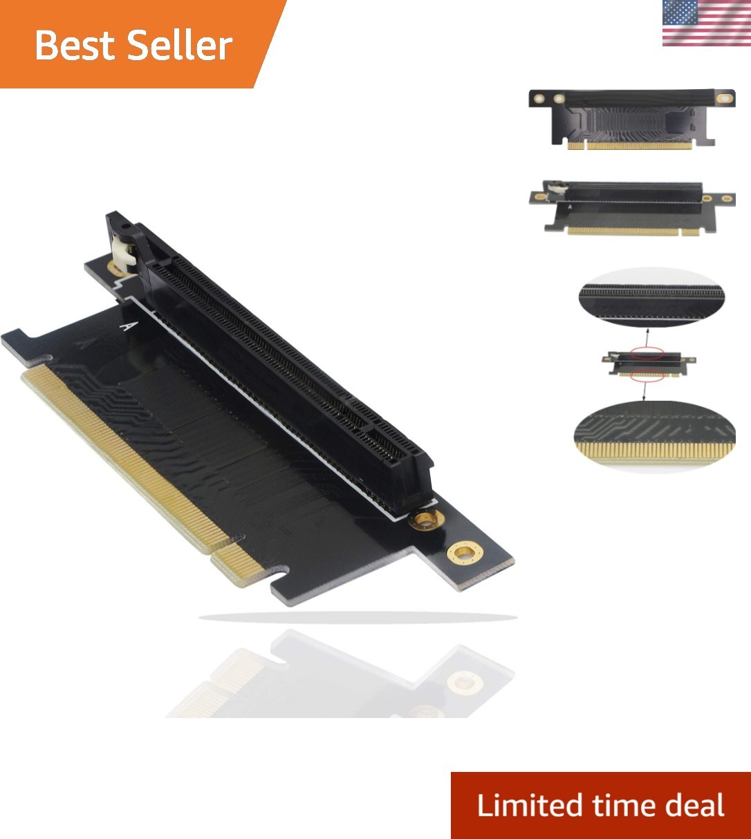 Pci-E 16x Riser Card,PCI Express 3.0 16X Extension Cable 90 Degree High Speed...