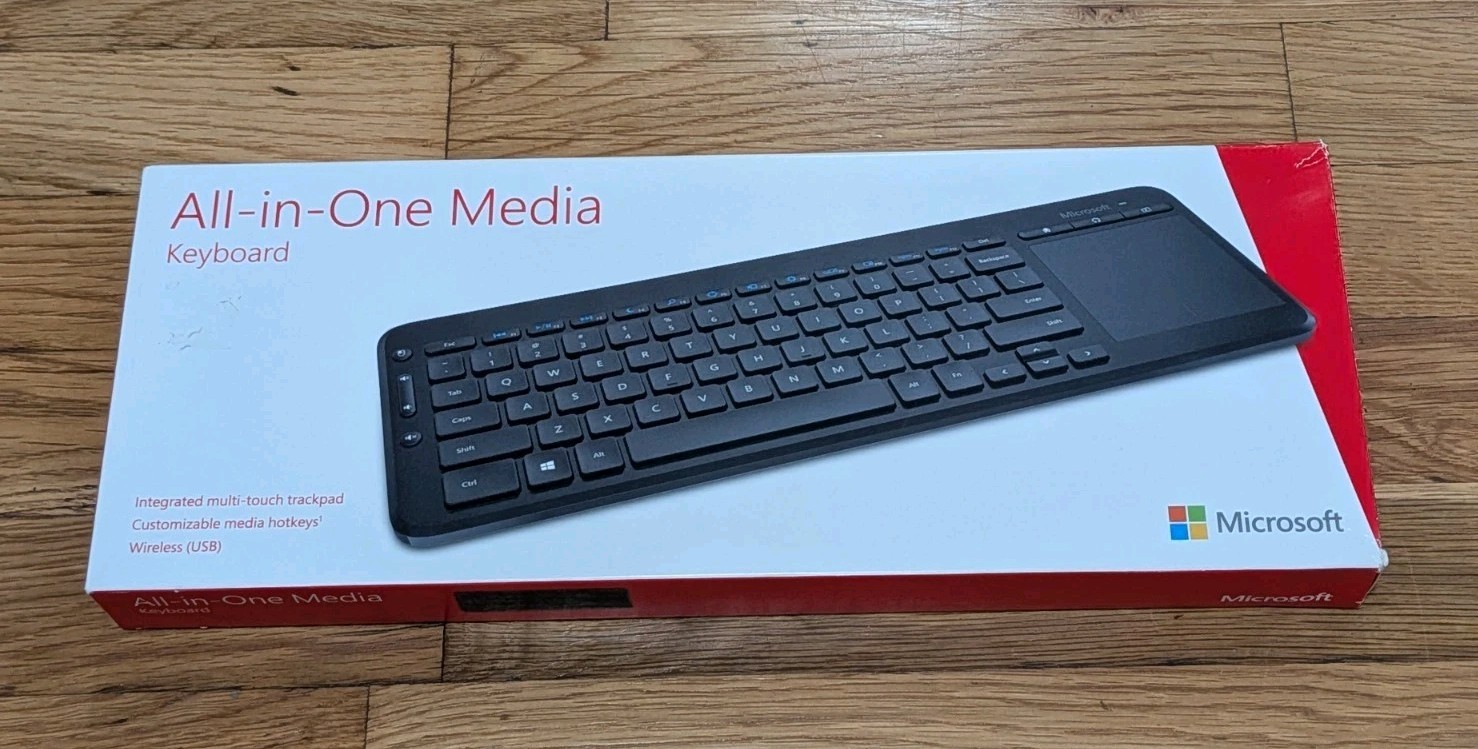Microsoft All In One Media Keyboard Wireless Track Pad Model: 1632 1496 NEW OB