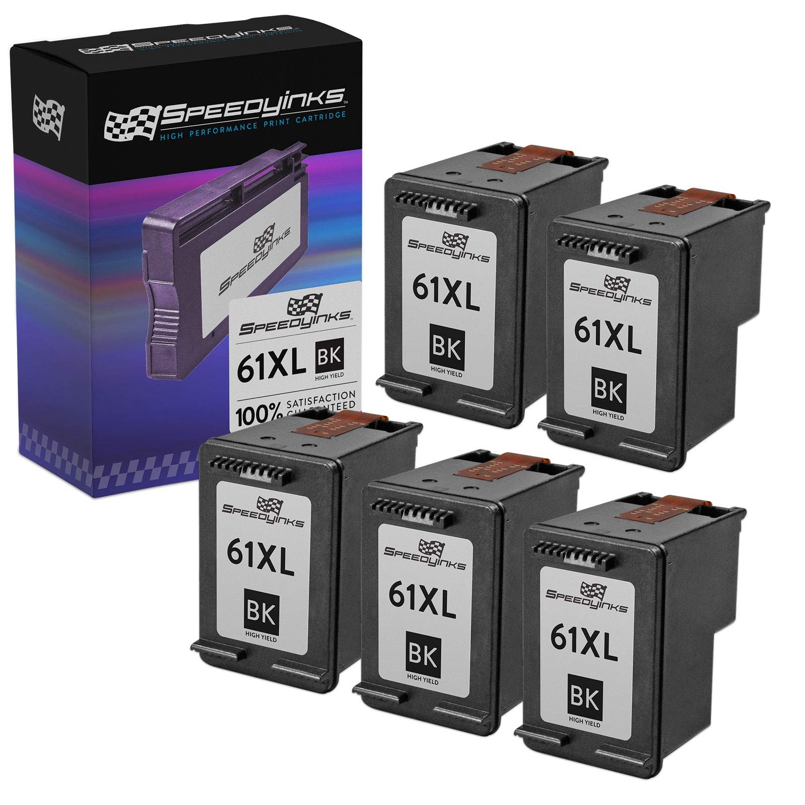 Reman Ink Cartridge Replacement for HP 61XL High Yield (Black, 5-Pack)