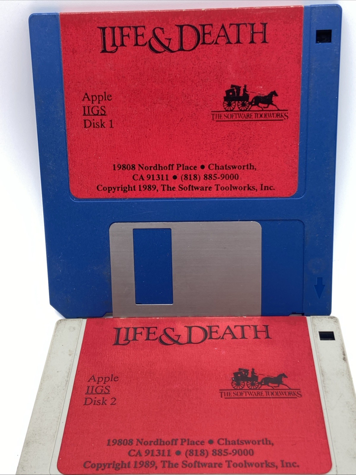 1989 Life & Death Apple IIGS Disk 1 & 2 Floppy Disks Rare Vintage PC untested