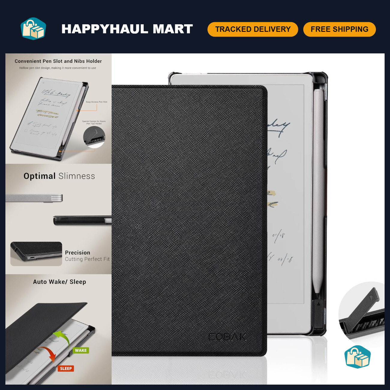 Protective Case for Remarkable Paper Pro 7.3" Tablet - Lightweight Auto Wake/Sle