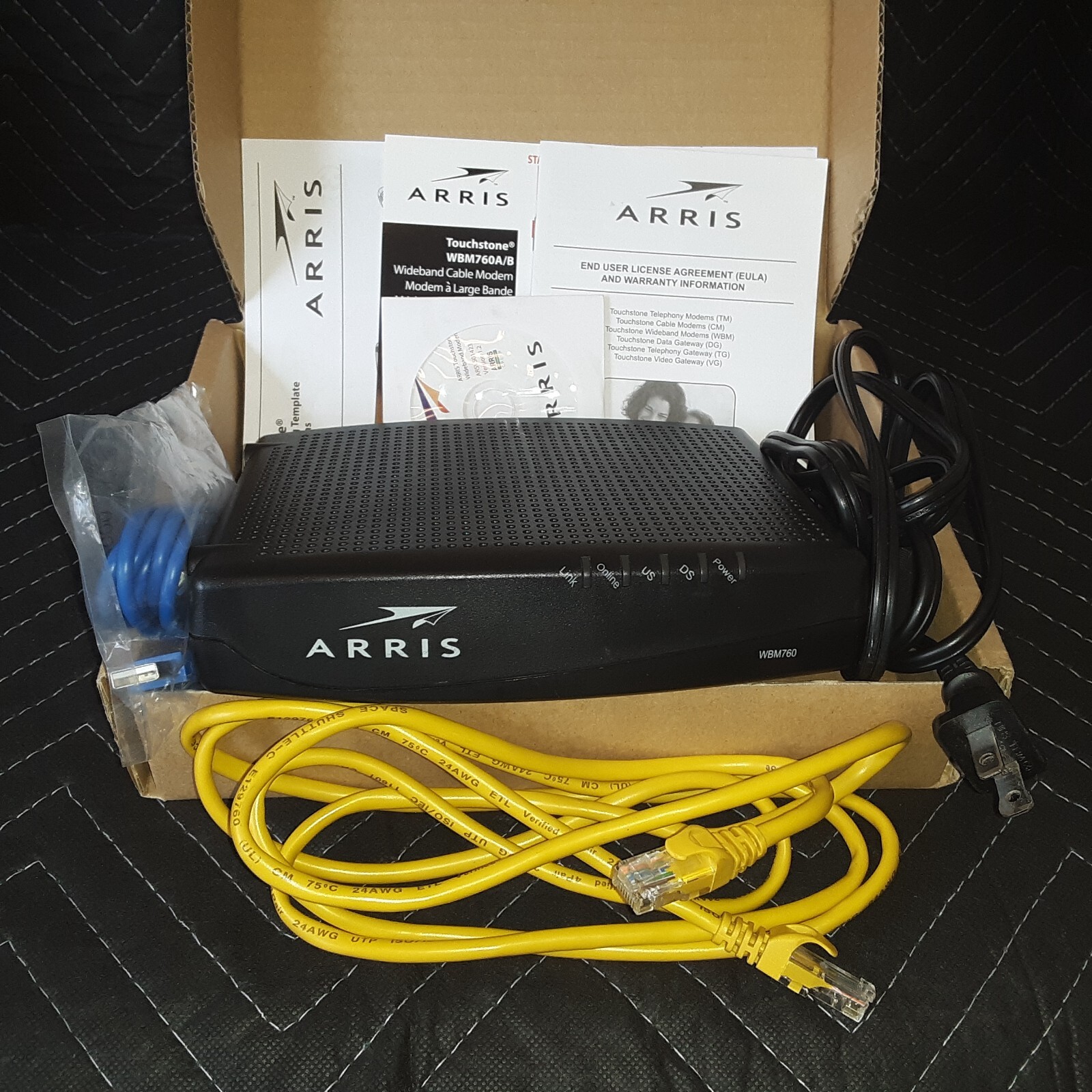 ARRIS Touchstone Telephony Cable Modem WBM760A Complete w/ accessories 