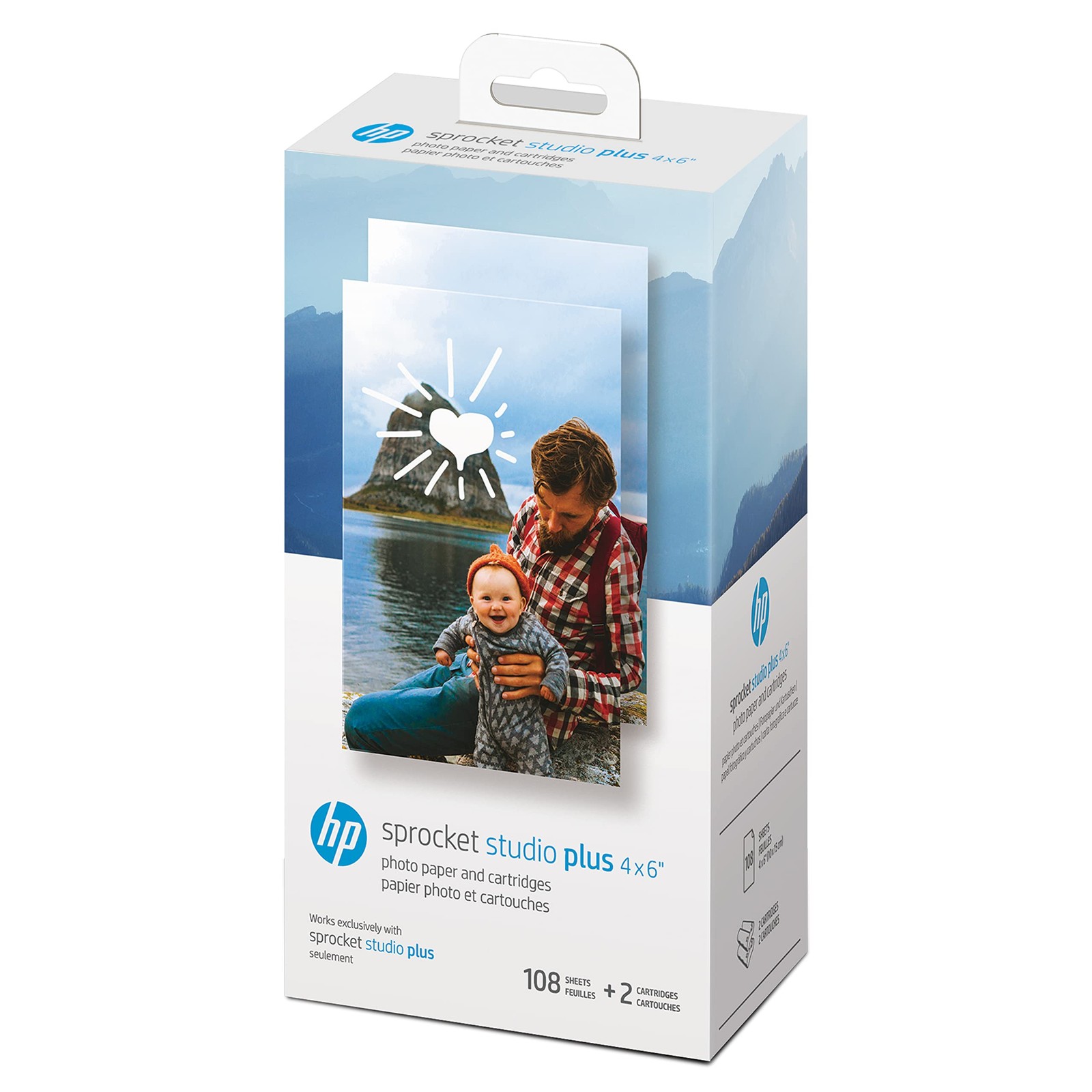 HP Sprocket Studio Plus 4x6 Photo Paper 108 Sheets and 2 Cartridges Pack