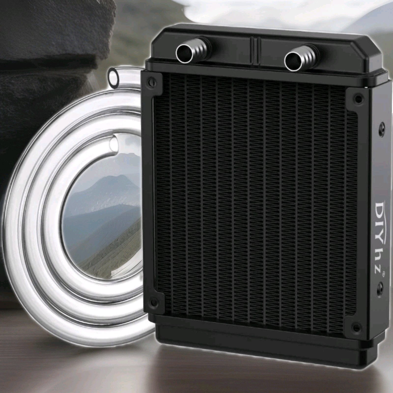 Water Cooling Computer Radiator, 12 Pipe Aluminum Heat 120mm, round-120mm 