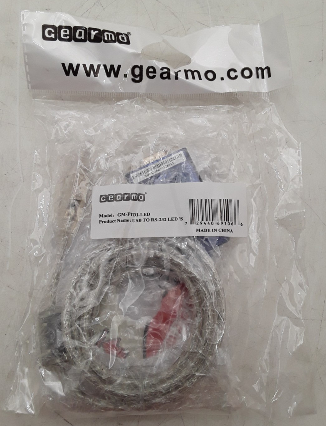 Gearmo Model: GM-FTDI-LED | USB 2.0 to RS-232 Serial Adapter w/LED - New Sealed