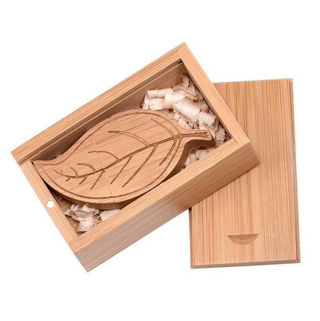 10pcs Custom logo Wood Leaf USB Flash Memory Drive for Wedding photography