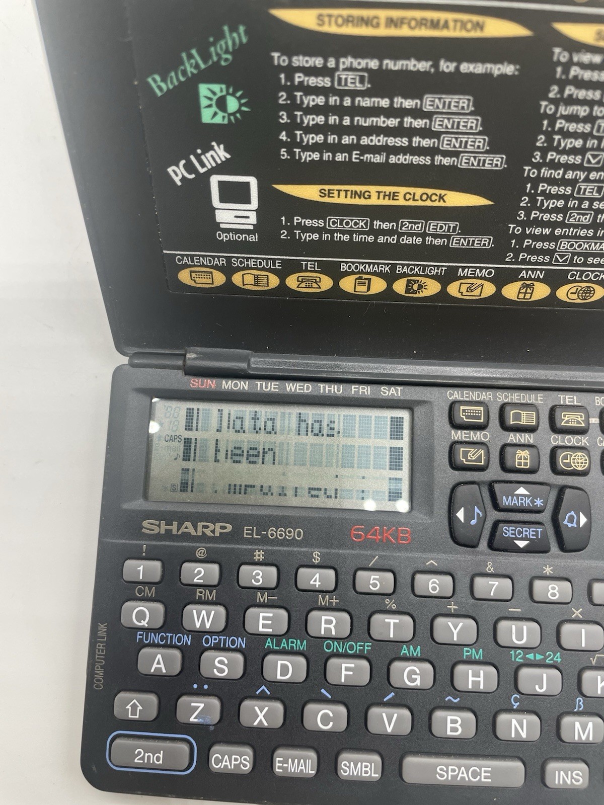 Sharp EL-6810 64KB Memo Master Electronic Organizer Works. Fresh batteries.