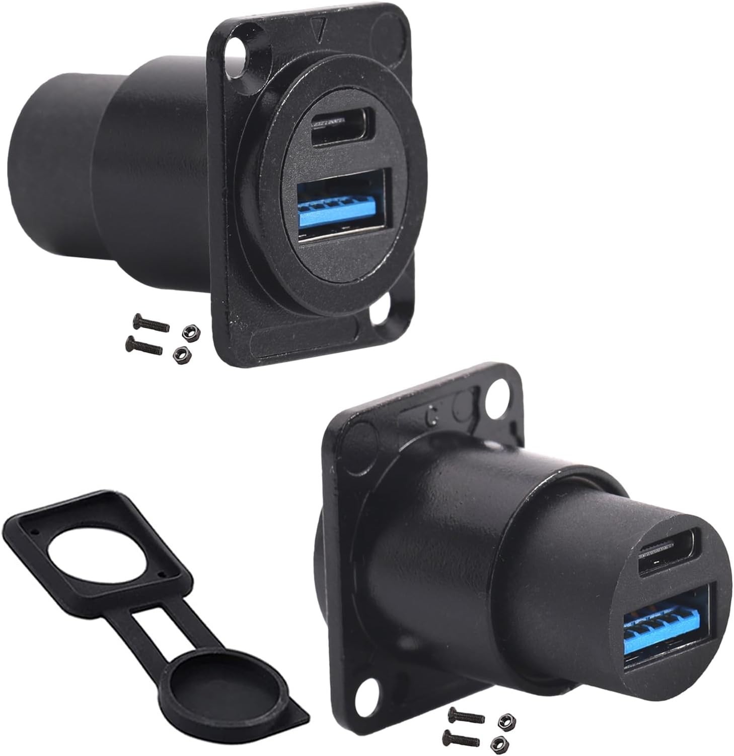 PENGLIN 2PCS Dual USB Panel Mount Adapter,USB-C 3.1 & USB 3.0 Female