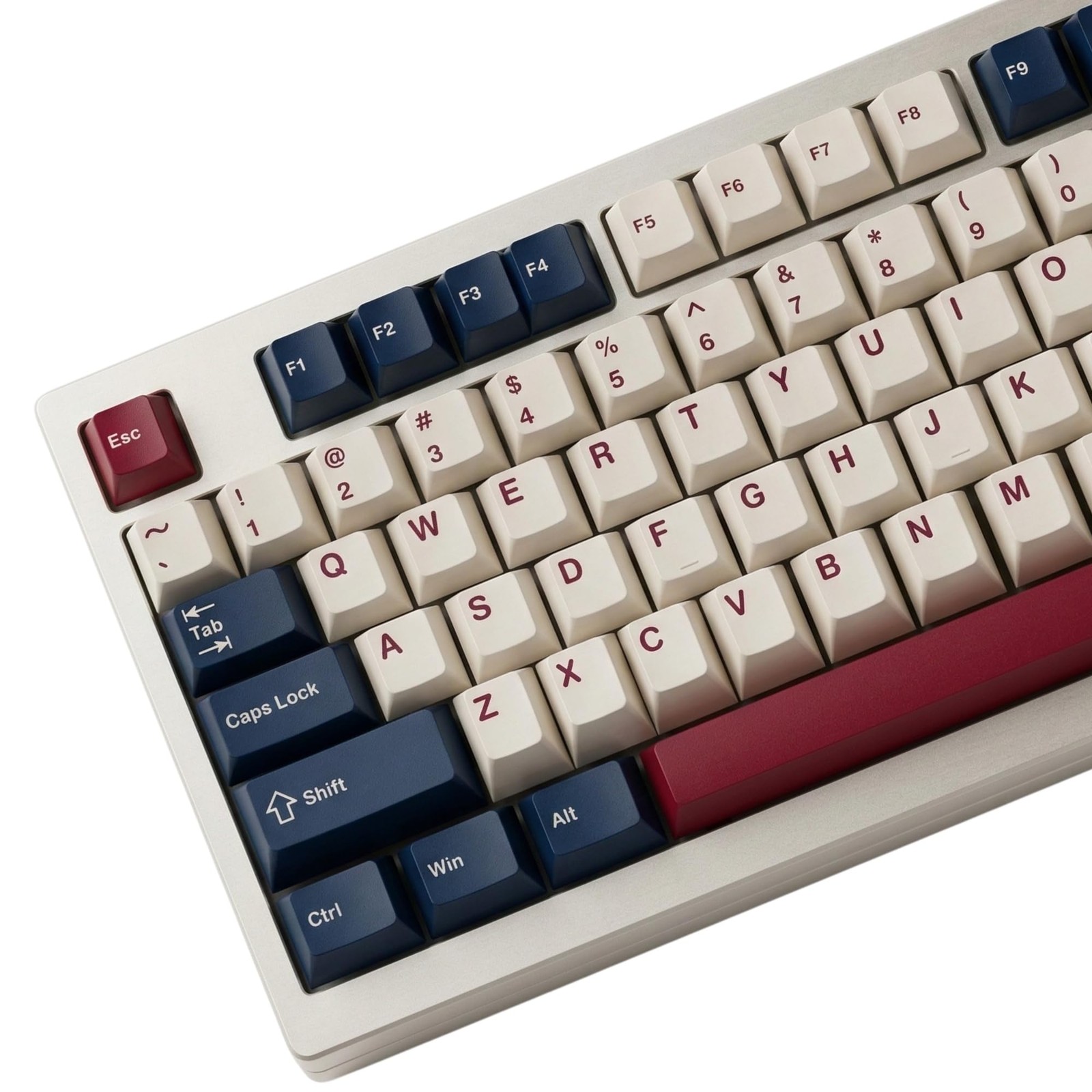126 Keys Blue White Red Keycaps, PBT Double Shot Cherry Profile Keycap Set, C...