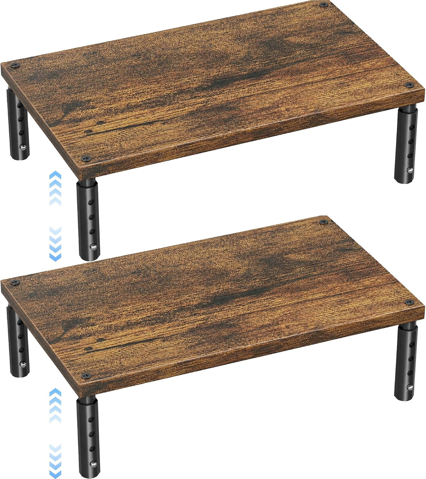 Adjustable Monitor Stand Riser for Desk, Wooden Laptop Stand, 4 Levels, Brown